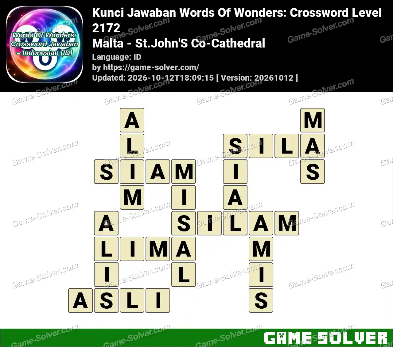 Kunci Jawaban Words Of Wonders: Crossword Level 2172 – Malta – St.John’S Co-Cathedral